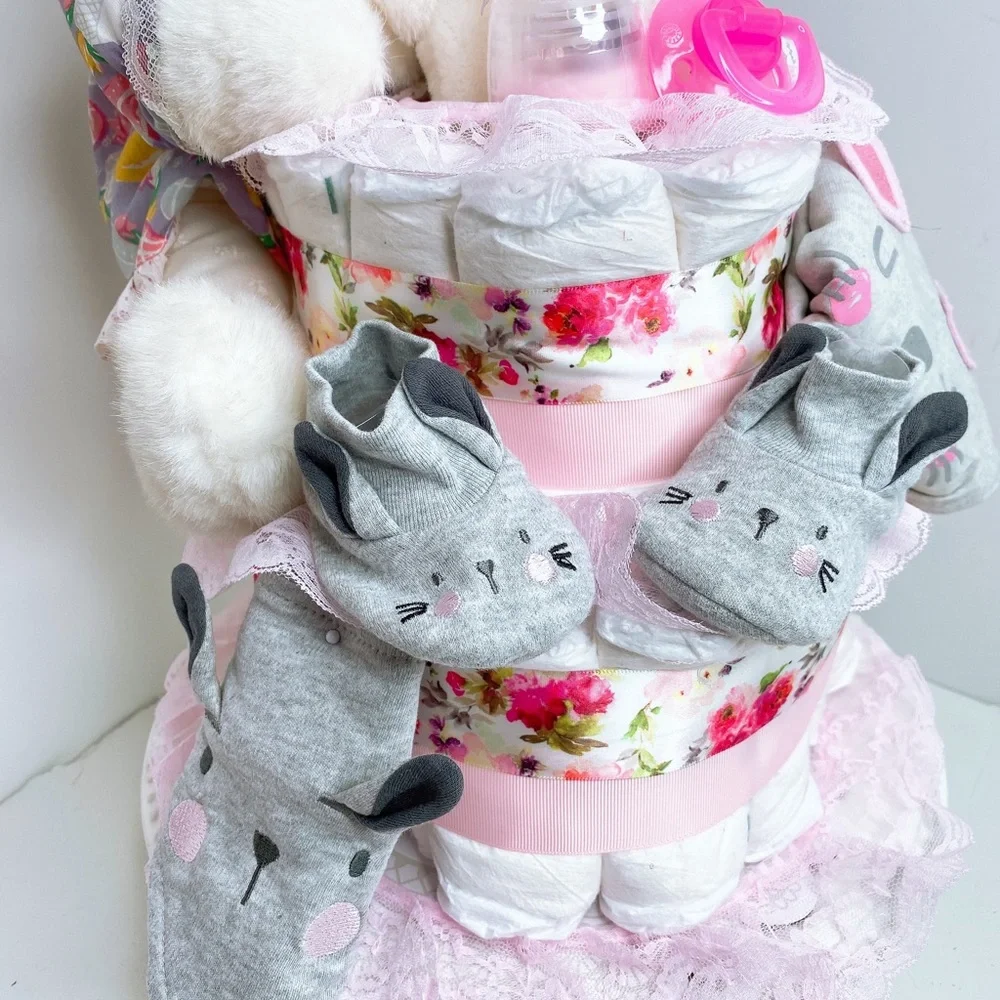 Bunny Diaper Cake, Easter Diaper Cake